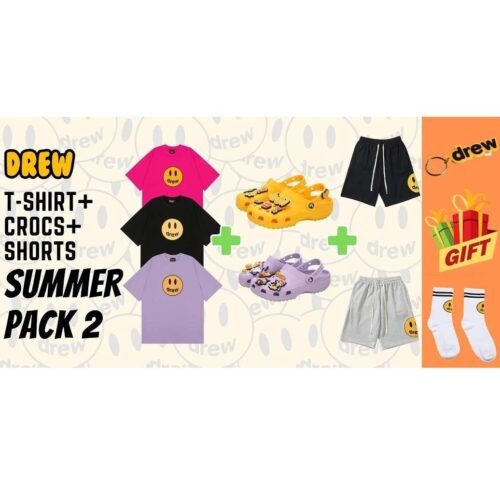 Drew Summer Pack 2: T-Shirt (A43) + Crocs (A79) + Shorts (A110) + FREE Socks & Keychain