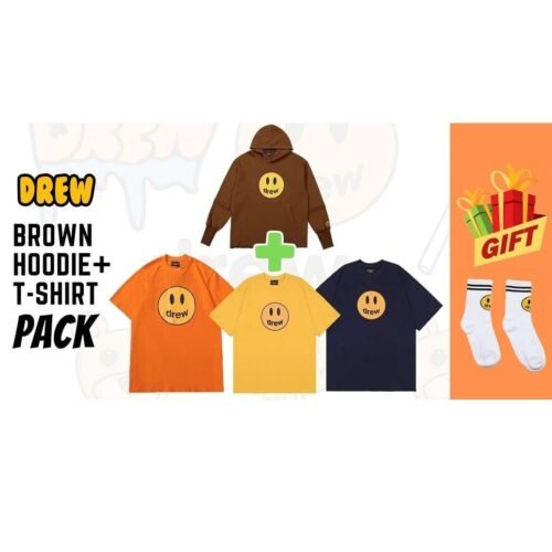 Drew Pack: Brown Hoodie (A116) + T-Shirt (A43) + FREE Socks